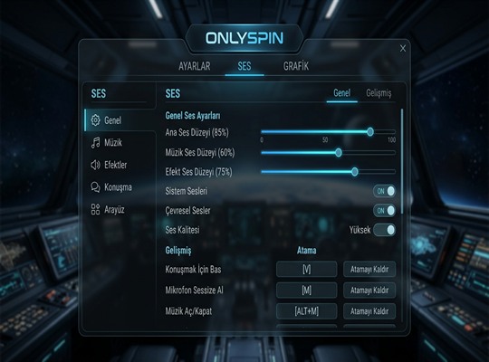 OnlySpin Oyun Ayarları Yapılandırma Görseli